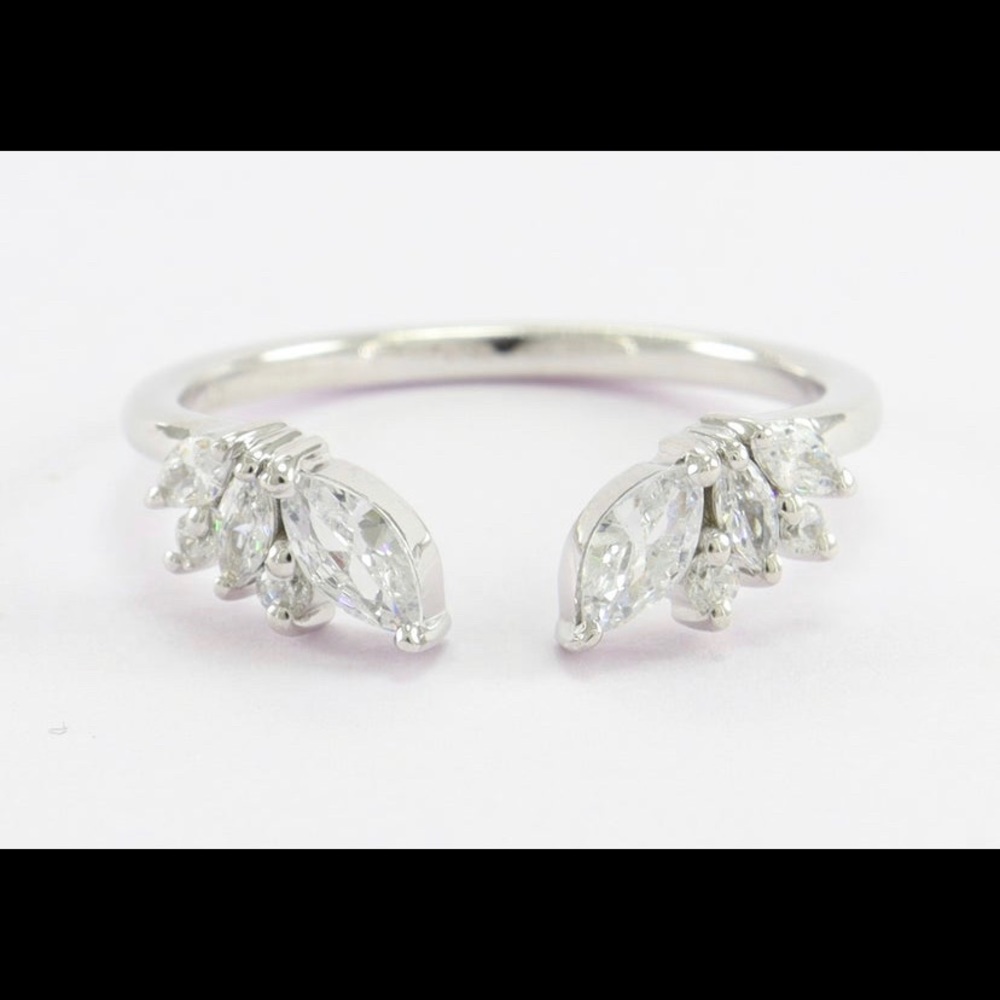 Size 6 1/4 silver plated open cuff marquise ring